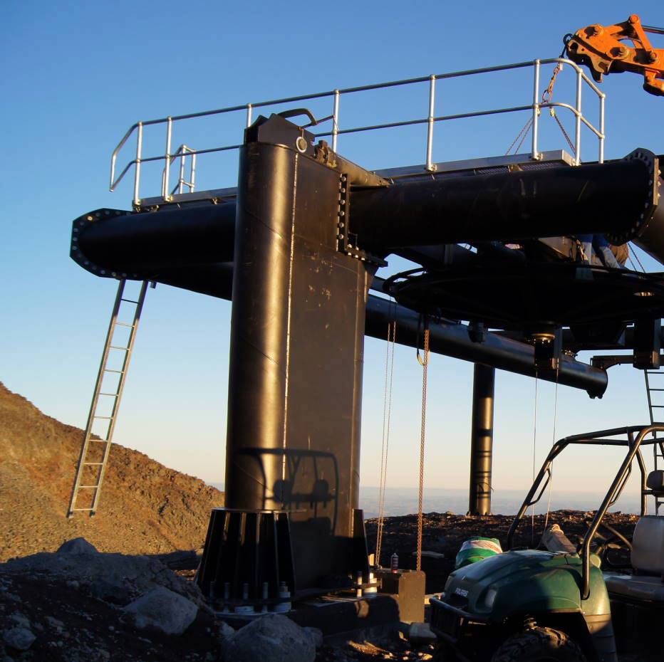 Fabricated steel ski tower built by Garmac Engineering on a ski field
